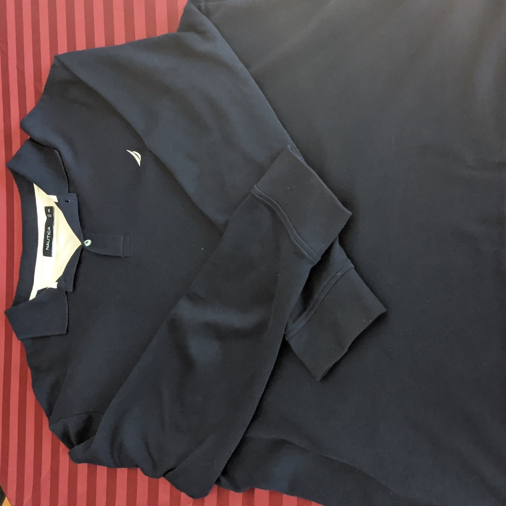 Nautica Long Sleeve Polo Navy Blue XXL